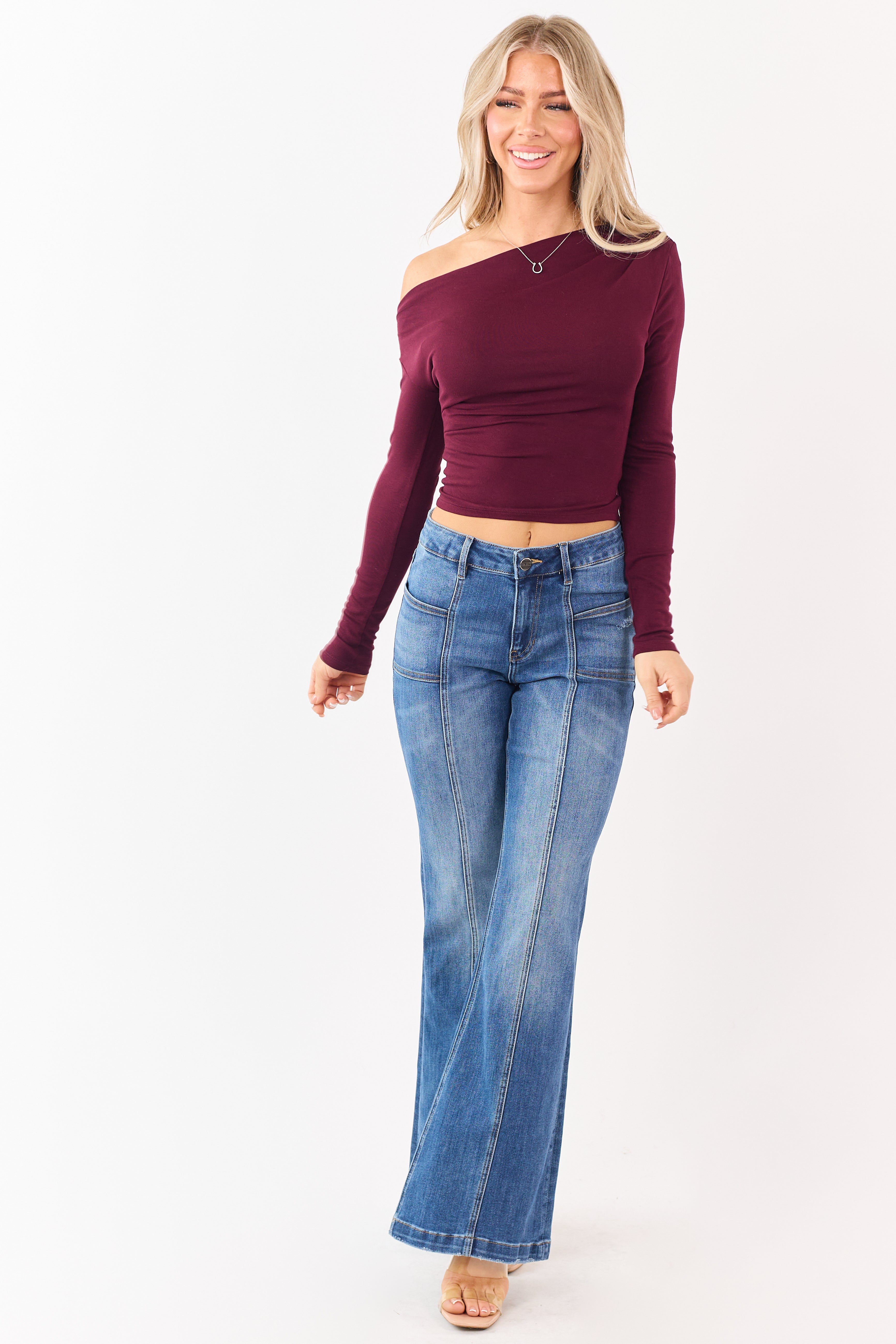 Mica Denim Medium Wash Stretchy Flare Jeans